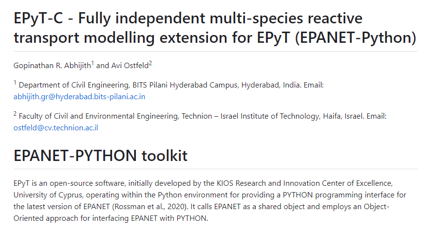 Independent multi-species reactive transport modelling extension for EPyT (EPANET-Python)
