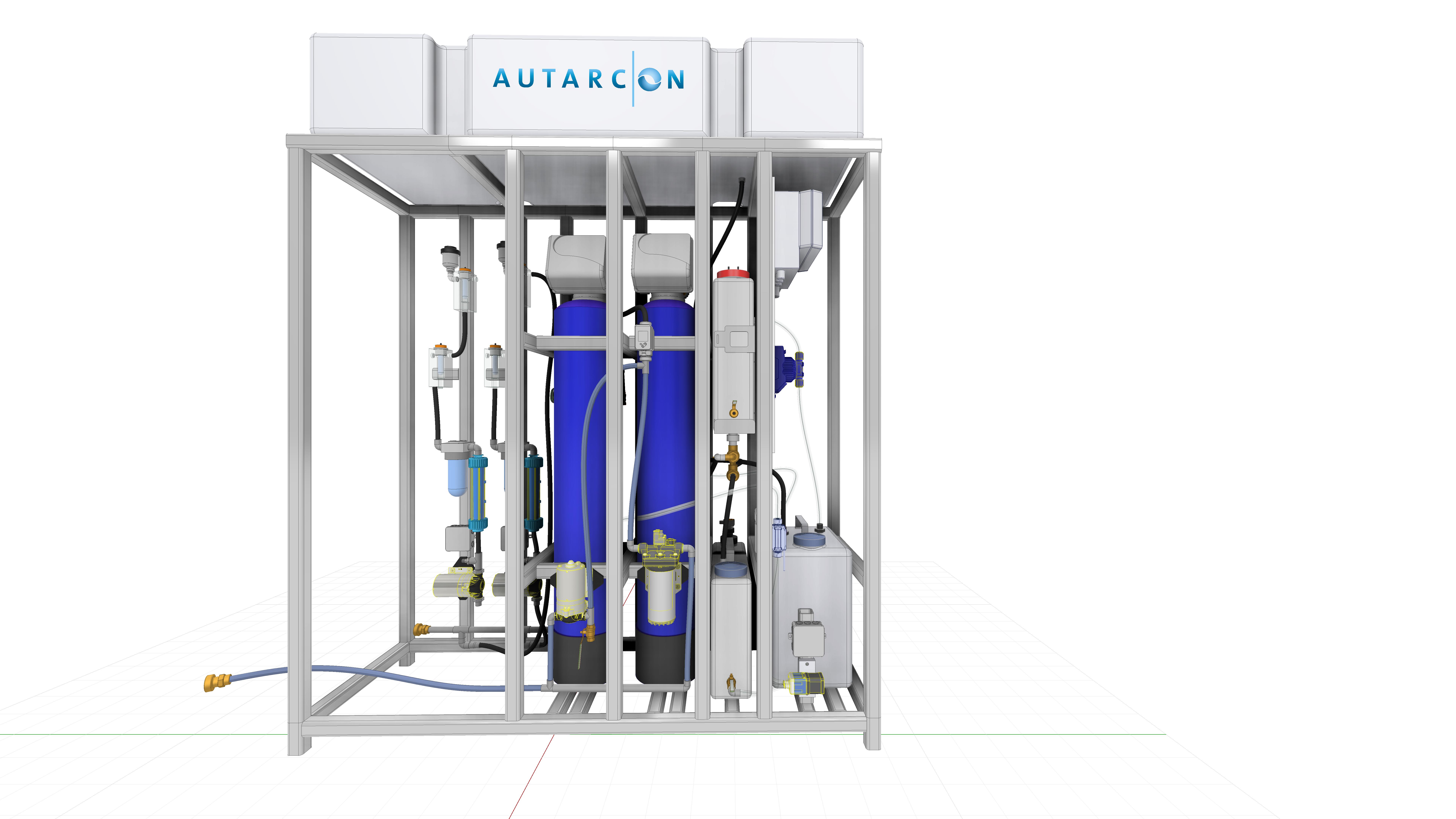 Geöffneter Anhänger mit Installierter Anlage zur Desinfektion von behandelten Abwasser mittels Elektrolyse produzierten Chlors