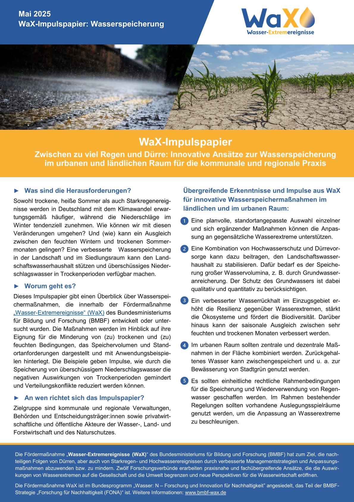 WaX-Impulspapier: Wasserspeicherung