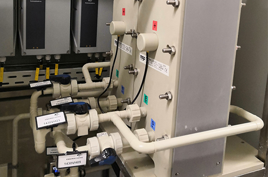 Elektrodialyse-Module der Pilotanlage zur Entsalzung industriellen Abwässer 